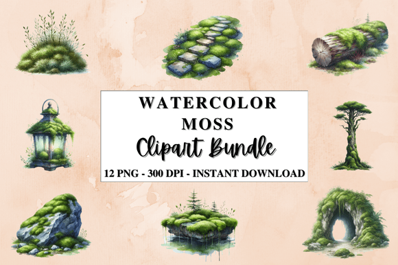 A Crafter's Review of a Moss Watercolor Illustration Bundle