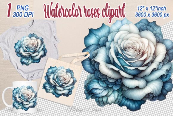 A Designer's Review of Blue Watercolor Rose Graphics