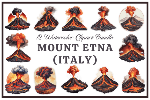A Seller's Review of the Mount Etna Watercolor Clipart Bundle