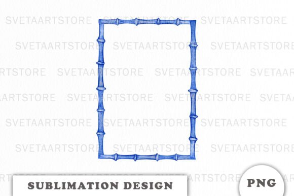 A Watercolor Blue Bamboo Frame for Brand Illustrations & Graphics