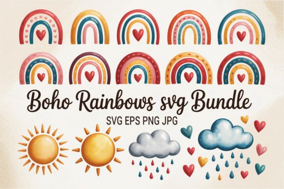 A Watercolor Boho Rainbow Graphics Bundle for Brand Expression