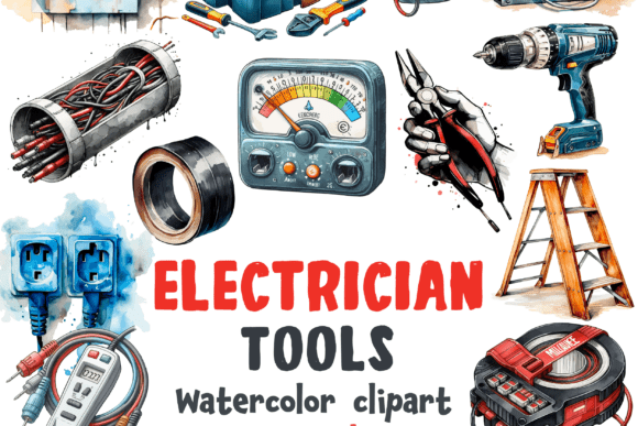 A Watercolor Clipart Set for Crafting with Tools