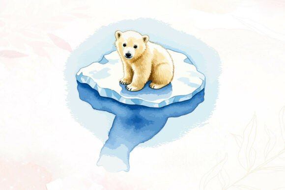 Adorable Watercolor Baby Polar Bear Graphics for Illustrations