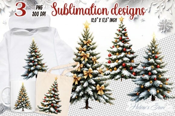 Cute Watercolor Christmas Tree Graphics for Seasonal Projects