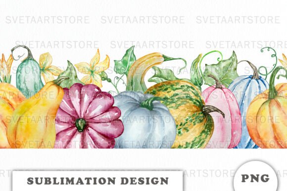 Evaluating the Watercolor Pumpkins Border for Branding Graphics