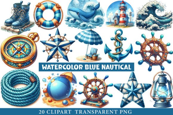 Evaluating Watercolor Blue Nautical Graphics for Professional Projects