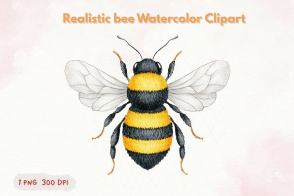 Realistic Bee Watercolor Graphics for Nature Designs