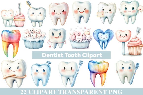 Watercolor Dentist Tooth Graphics for Crafting & Illustrations